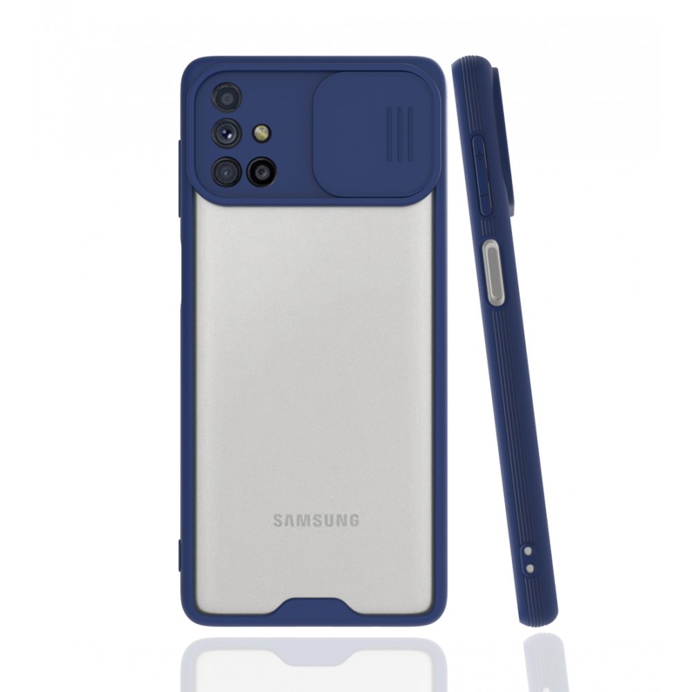 Newface Samsung Galaxy M51 Kılıf Platin Kamera Koruma Silikon - Lacivert