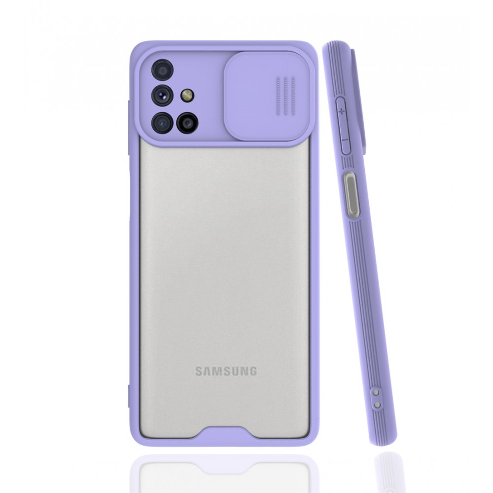 Newface Samsung Galaxy M51 Kılıf Platin Kamera Koruma Silikon - Lila