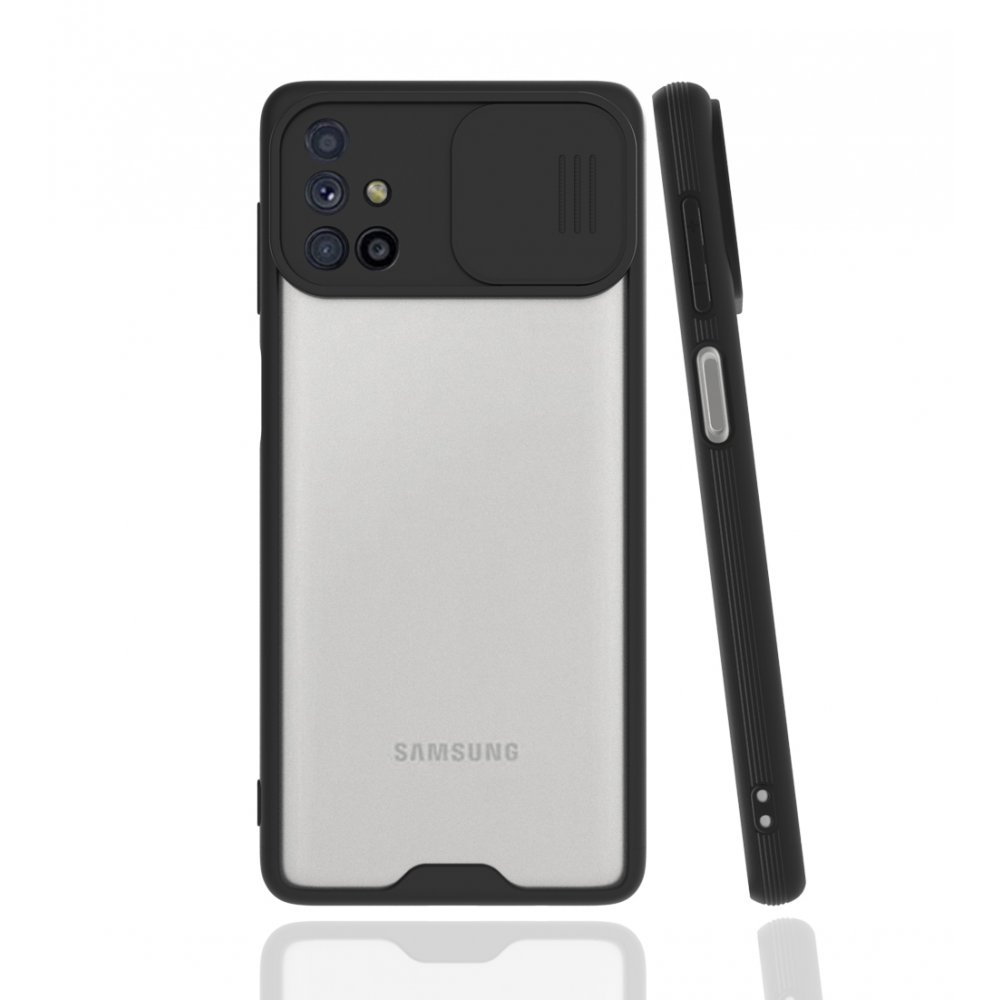 Newface Samsung Galaxy M51 Kılıf Platin Kamera Koruma Silikon - Siyah