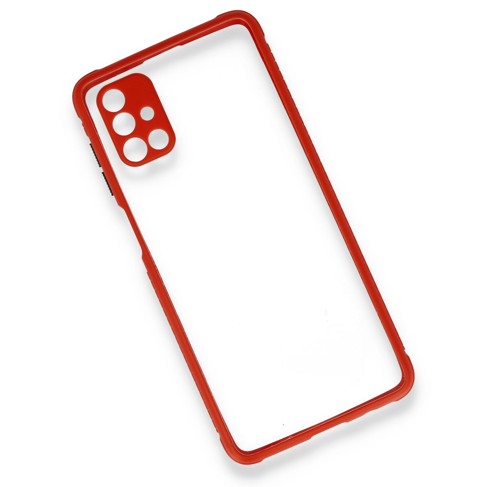 Newface Samsung Galaxy M51 Kılıf Miami Şeffaf Silikon - Kırmızı
