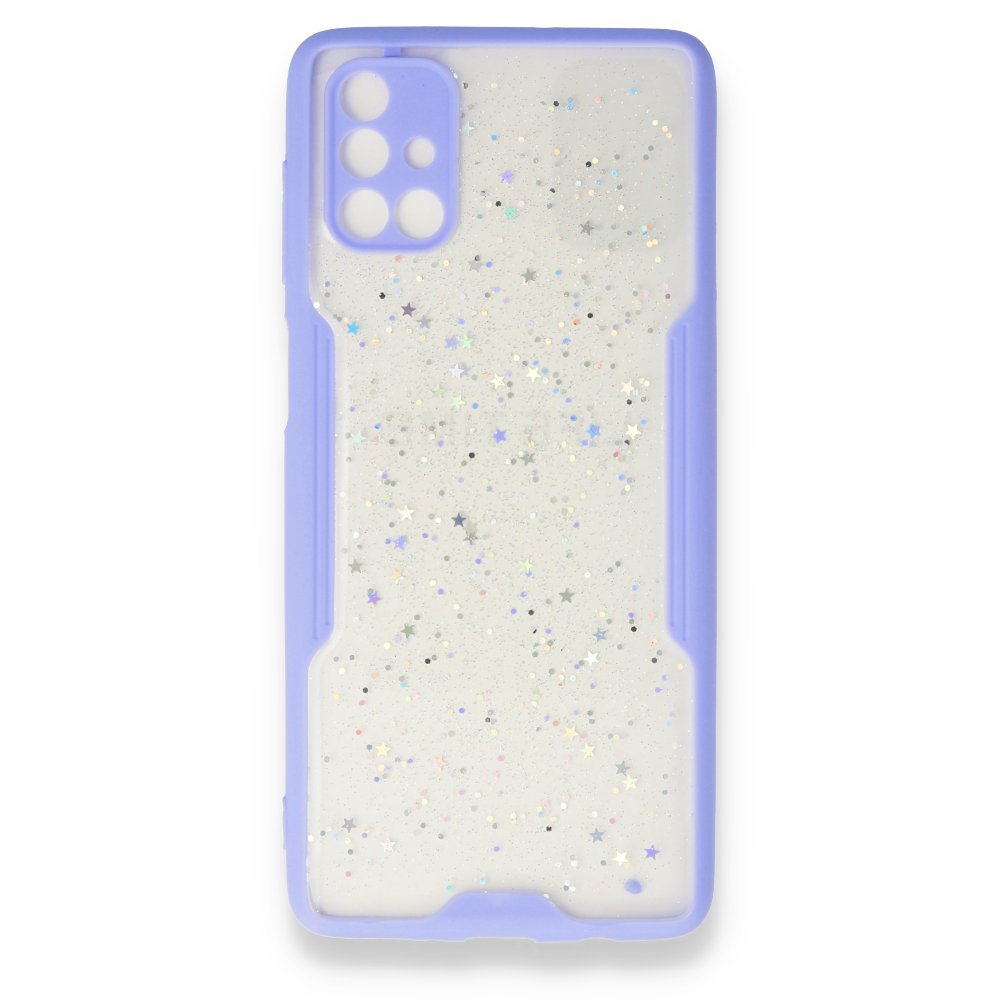 Newface Samsung Galaxy M51 Kılıf Platin Simli Silikon - Lila