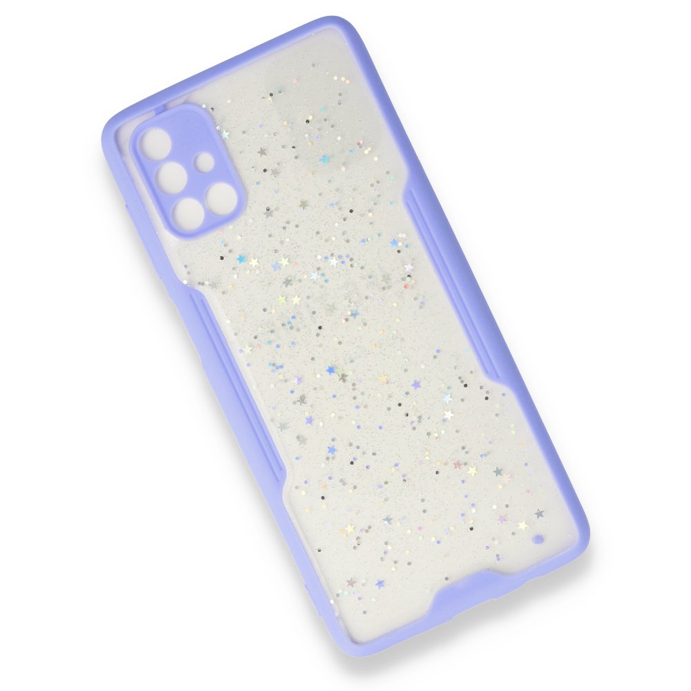 Newface Samsung Galaxy M51 Kılıf Platin Simli Silikon - Lila