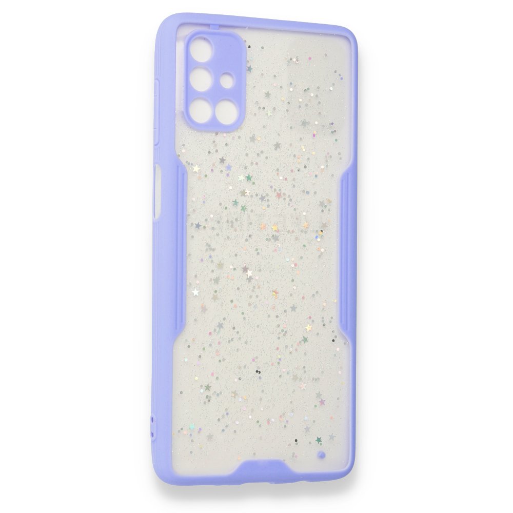 Newface Samsung Galaxy M51 Kılıf Platin Simli Silikon - Lila