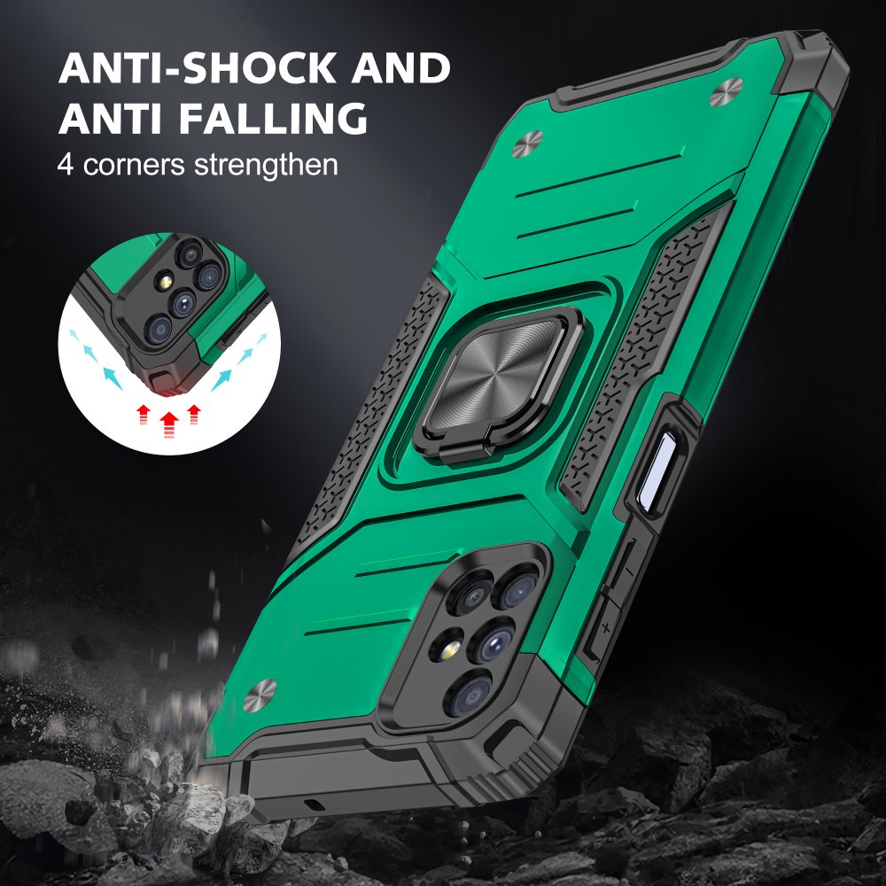 Newface Samsung Galaxy M51 Kılıf Zegna Yüzüklü Silikon Kapak - Koyu Yeşil