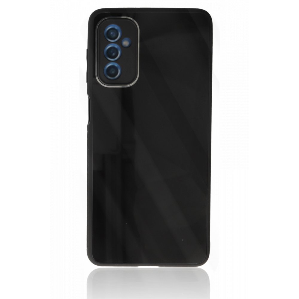 Newface Samsung Galaxy M52 5G Kılıf Glass Kapak - Siyah