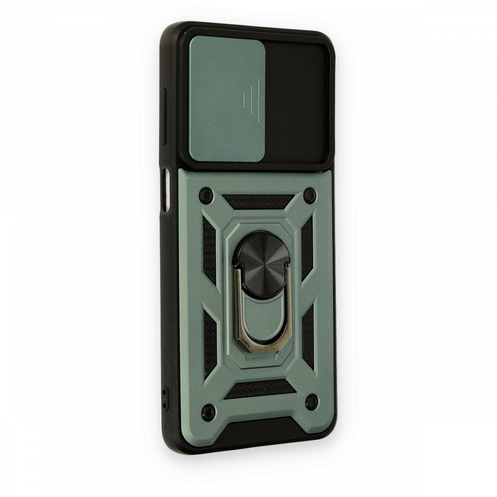 Newface Samsung Galaxy M52 5G Kılıf Pars Lens Yüzüklü Silikon - Yeşil