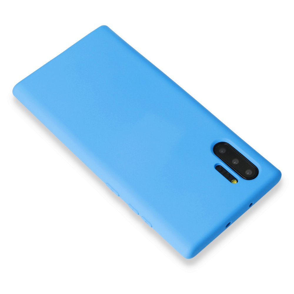 Newface Samsung Galaxy Note 10 Plus Kılıf Nano içi Kadife  Silikon - Mavi