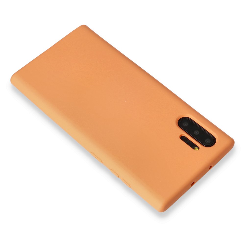 Newface Samsung Galaxy Note 10 Plus Kılıf Nano içi Kadife  Silikon - Turuncu