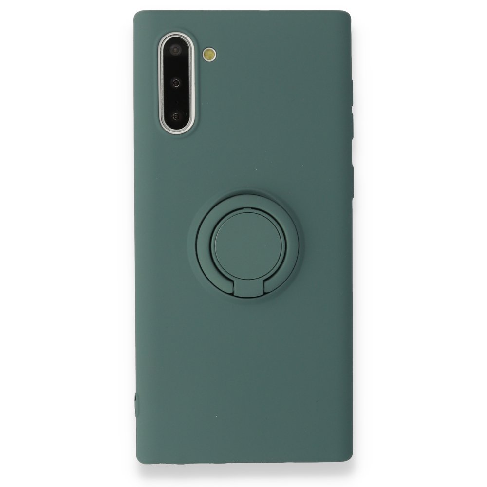 Newface Samsung Galaxy Note 10 Kılıf Viktor Yüzüklü Silikon - Koyu Yeşil