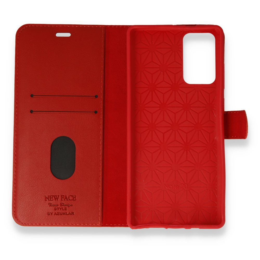 Newface Samsung Galaxy Note 20 Kılıf Trend S Plus Kapaklı Kılıf - Kırmızı