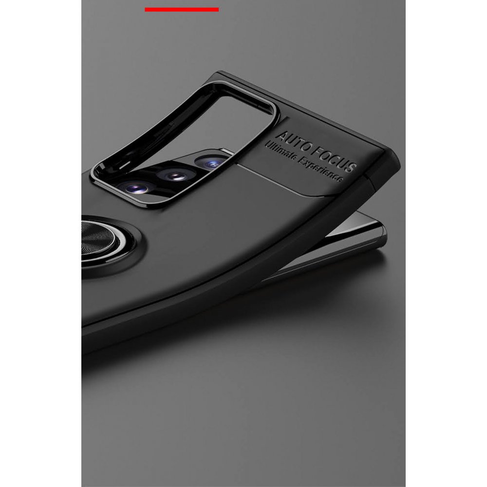 Newface Samsung Galaxy Note 20 Ultra Kılıf Range Yüzüklü Silikon - Siyah-Gold