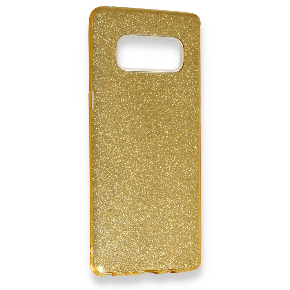 Newface Samsung Galaxy Note 8 Kılıf Simli Katmanlı Silikon - Gold