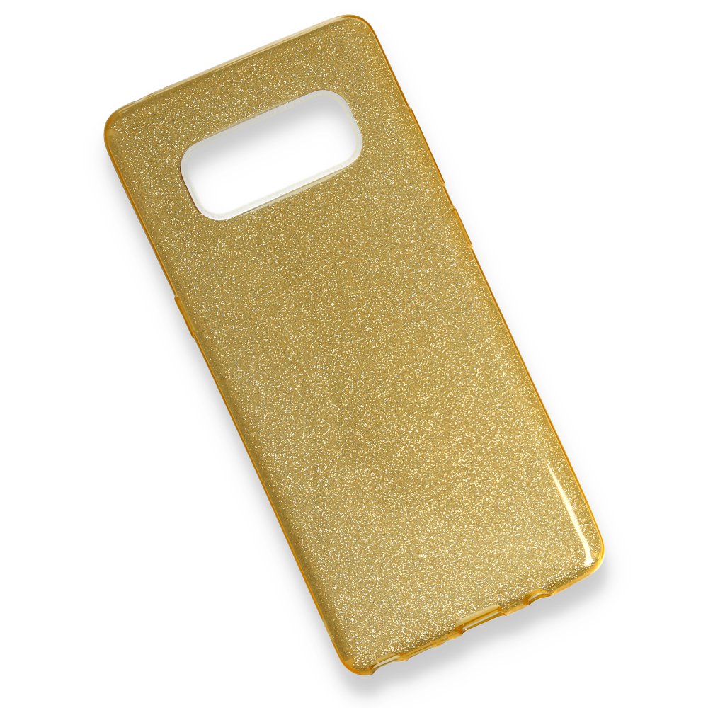 Newface Samsung Galaxy Note 8 Kılıf Simli Katmanlı Silikon - Gold