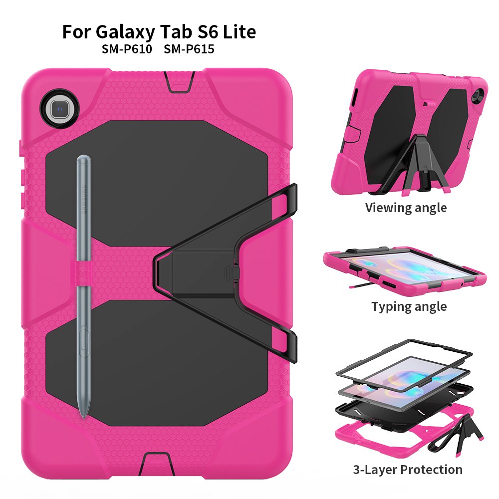 Newface Samsung Galaxy P610 Tab S6 Lite 10.4 Kılıf Griffin Tablet Kapak - Pembe