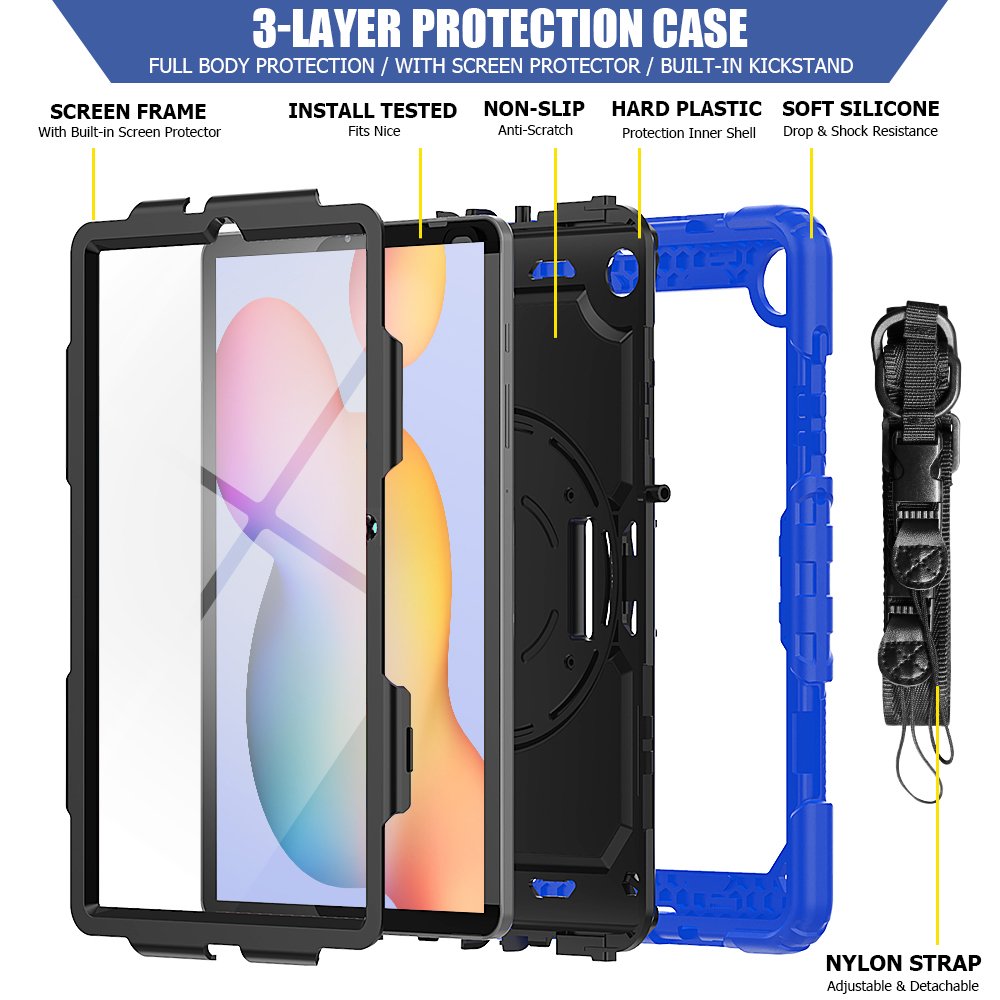 Newface Samsung Galaxy P610 Tab S6 Lite 10.4 Kılıf Pars Tablet Kapak - Mavi