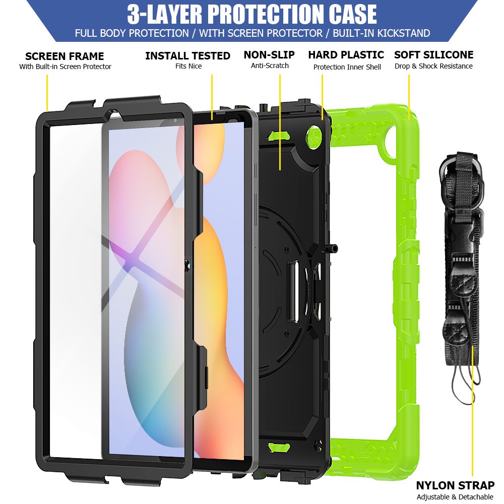 Newface Samsung Galaxy P610 Tab S6 Lite 10.4 Kılıf Pars Tablet Kapak - Yeşil