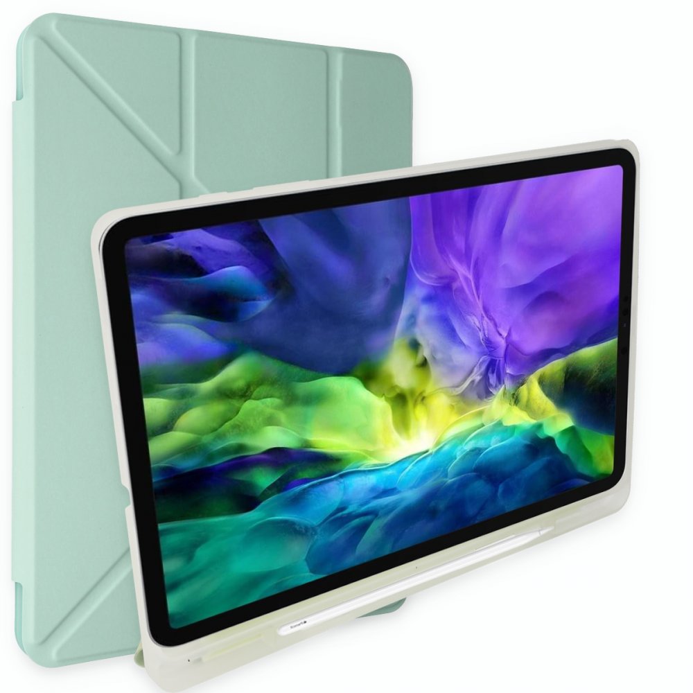 Newface iPad 10.2 (7.nesil) Kılıf Kalemlikli Mars Tablet Kılıfı - Açık Yeşil