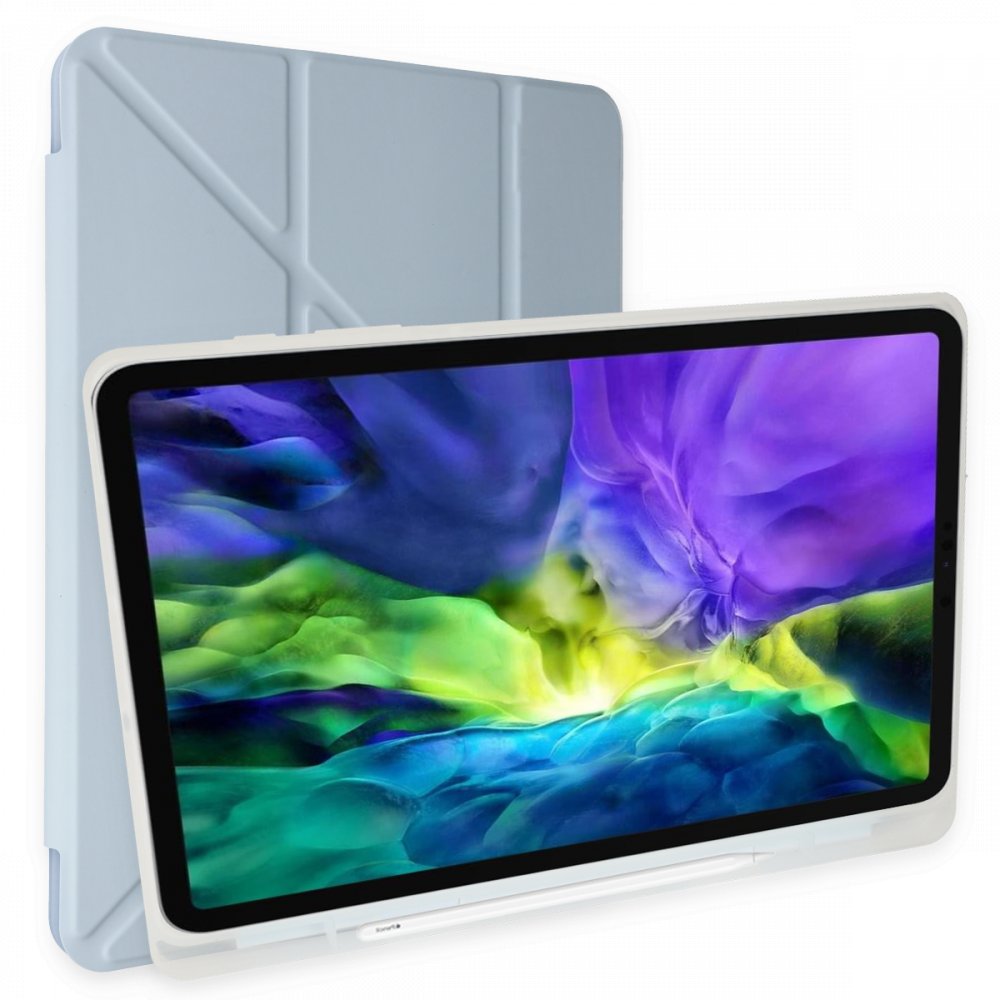 Newface iPad Pro 12.9 (2021) Kılıf Kalemlikli Mars Tablet Kılıfı - Mavi