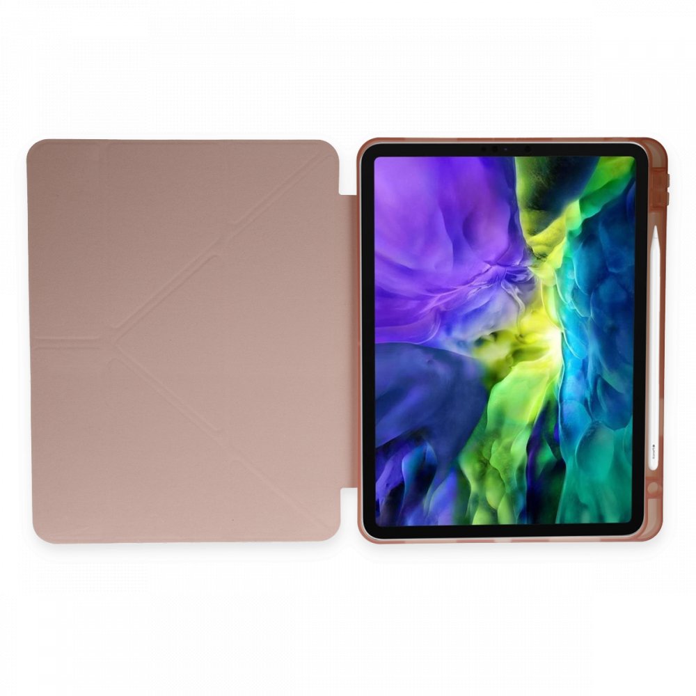 Newface iPad Pro 12.9 (2020) Kılıf Kalemlikli Mars Tablet Kılıfı - Rose Gold