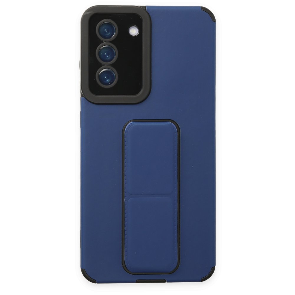 Newface Samsung Galaxy S20 FE Kılıf Mega Standlı Silikon - Mavi