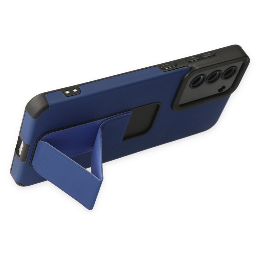 Newface Samsung Galaxy S20 FE Kılıf Mega Standlı Silikon - Mavi