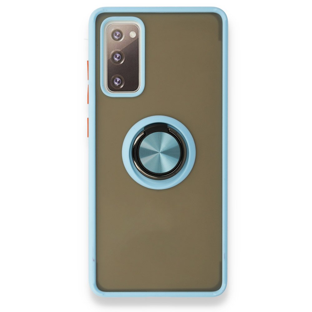 Newface Samsung Galaxy S20 FE Kılıf Montreal Yüzüklü Silikon Kapak - Buz Mavi