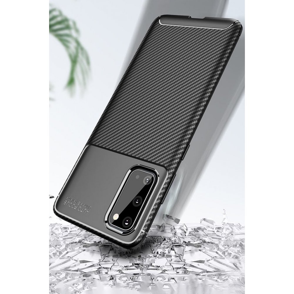 Newface Samsung Galaxy S20 Kılıf Focus Karbon Silikon - Kahverengi