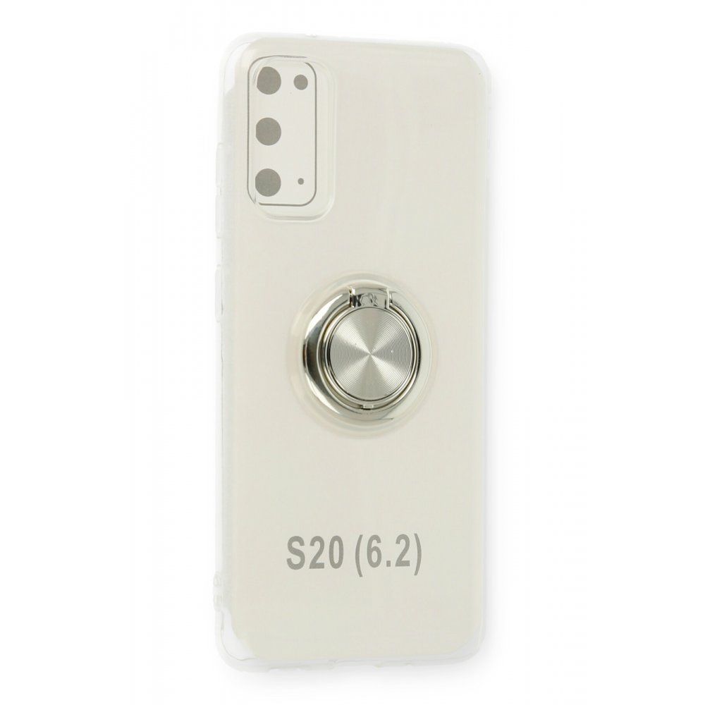 Newface Samsung Galaxy S20 Kılıf Gros Yüzüklü Silikon - Gümüş