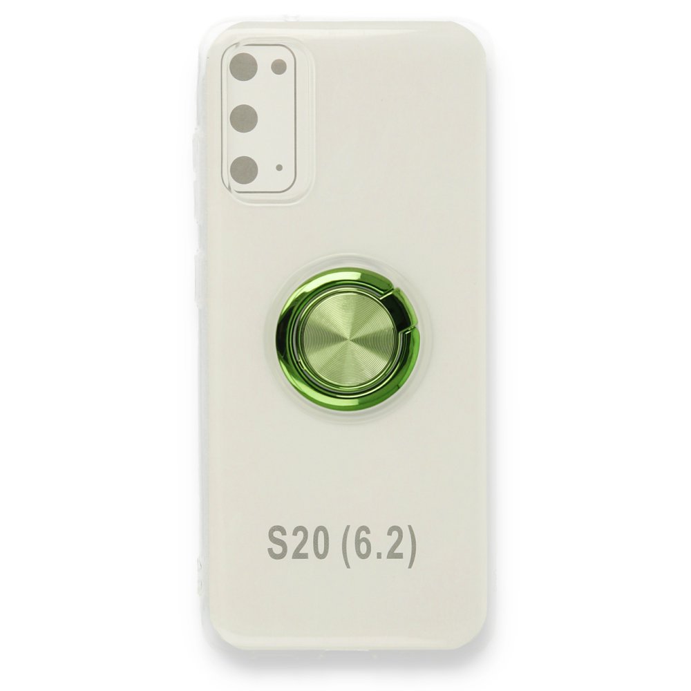 Newface Samsung Galaxy S20 Kılıf Gros Yüzüklü Silikon - Yeşil