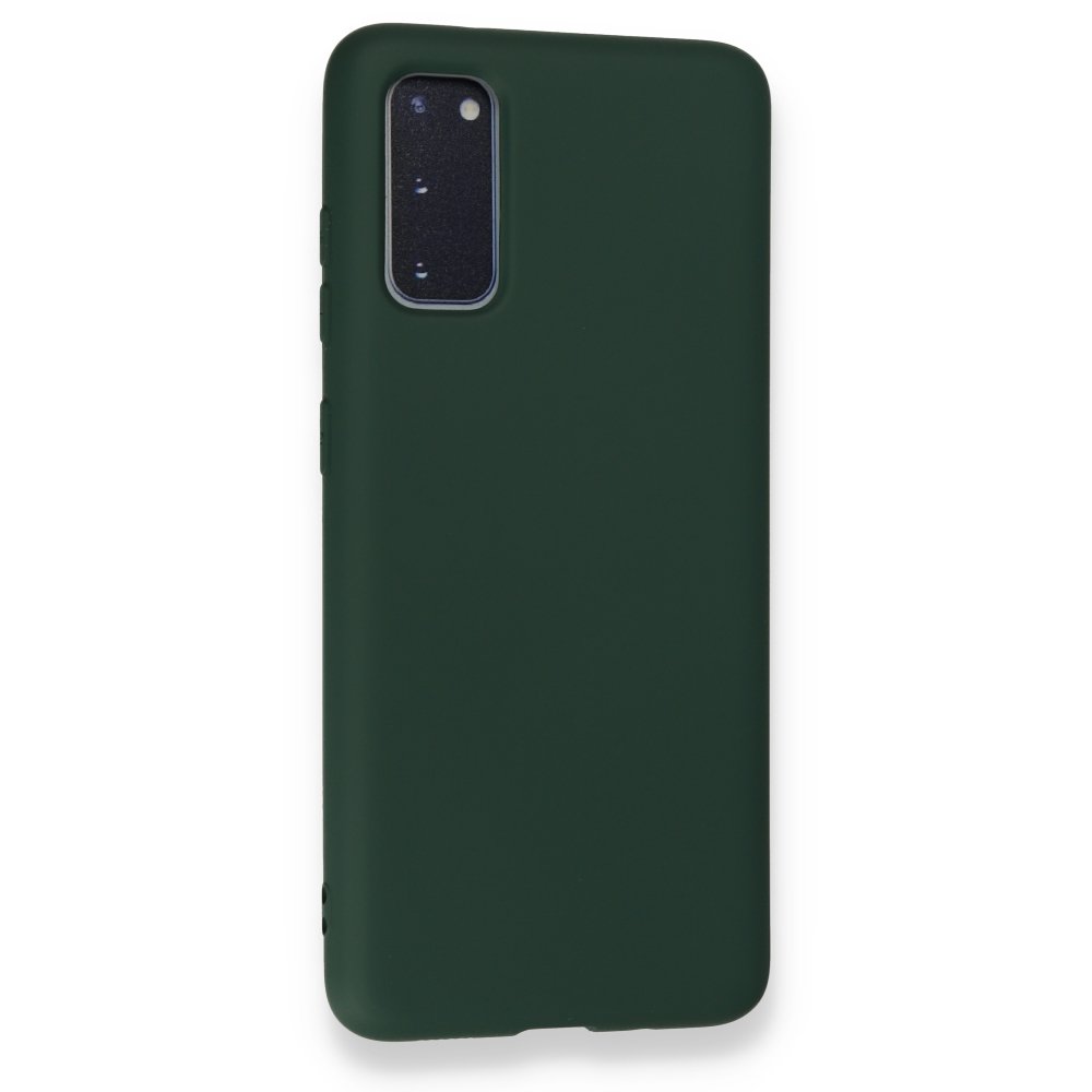 Newface Samsung Galaxy S20 Kılıf Nano içi Kadife Silikon - Koyu Yeşil