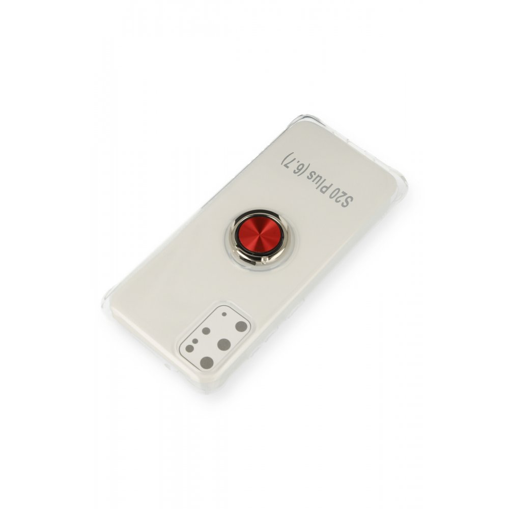 Newface Samsung Galaxy S20 Plus Kılıf Gros Yüzüklü Silikon - Kırmızı