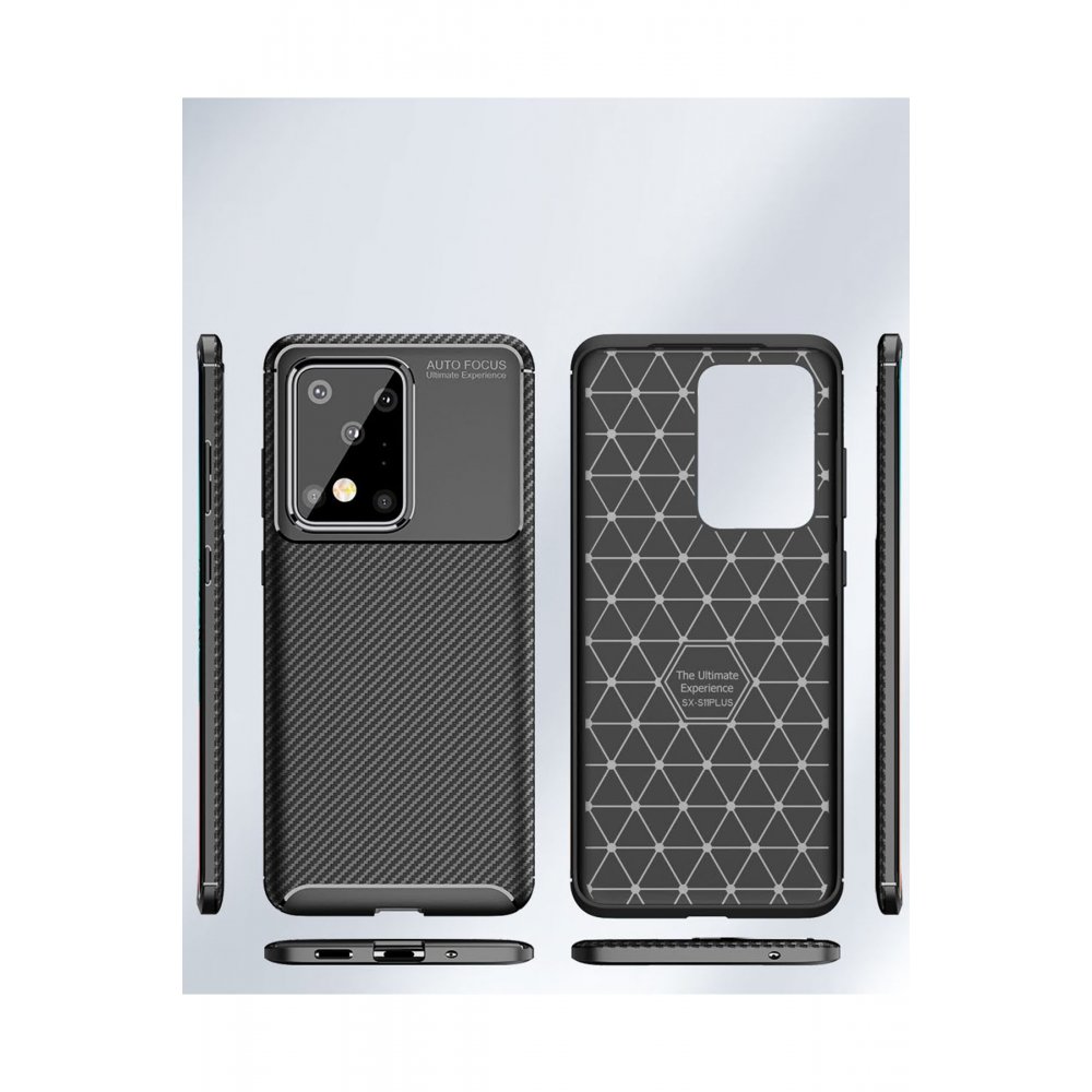 Newface Samsung Galaxy S20 Ultra Kılıf Focus Karbon Silikon - Siyah