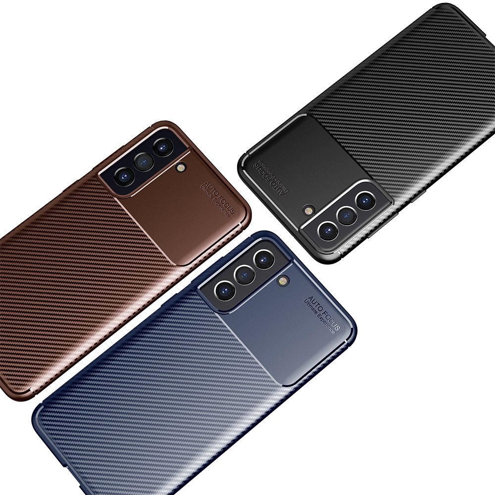 Newface Samsung Galaxy S21 FE Kılıf Focus Karbon Silikon - Kahverengi