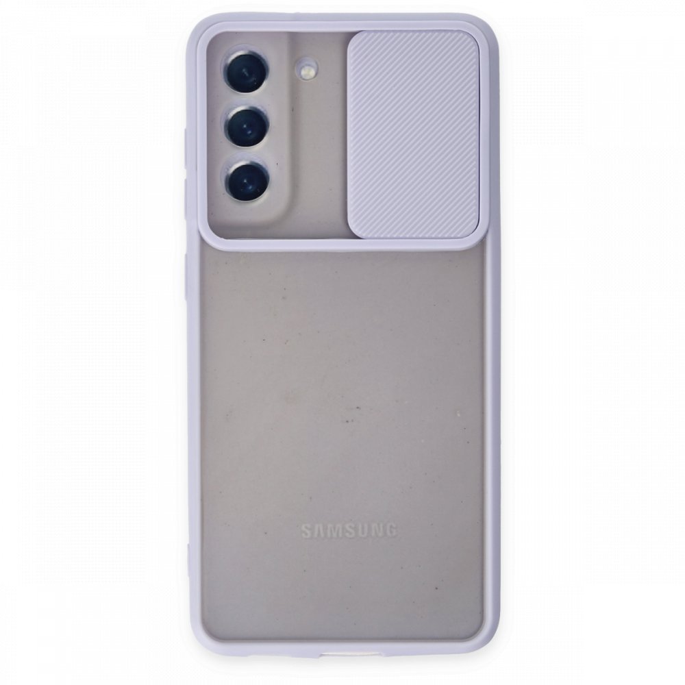 Newface Samsung Galaxy S21 FE Kılıf Palm Buzlu Kamera Sürgülü Silikon - Lila