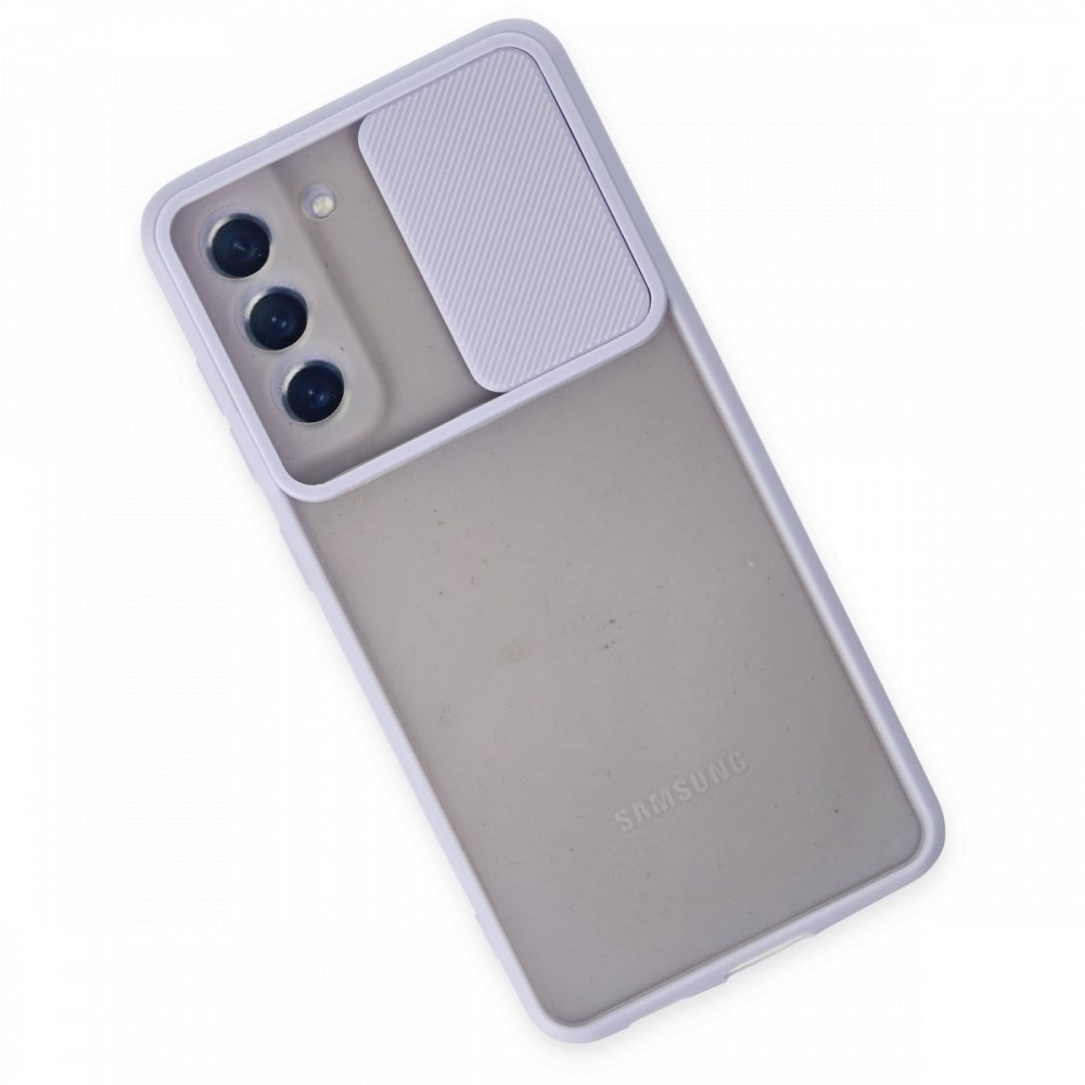 Newface Samsung Galaxy S21 FE Kılıf Palm Buzlu Kamera Sürgülü Silikon - Lila