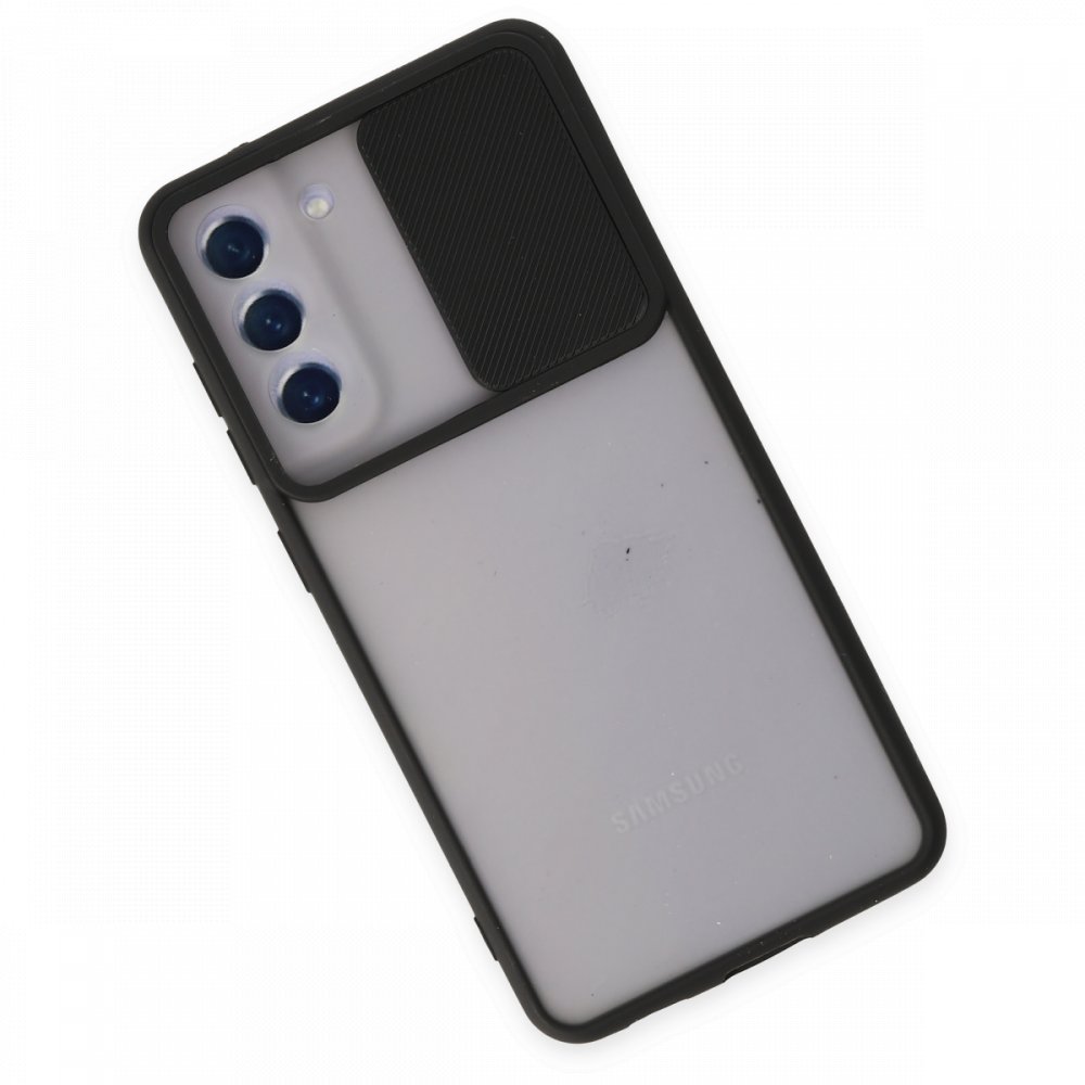 Newface Samsung Galaxy S21 FE Kılıf Palm Buzlu Kamera Sürgülü Silikon - Siyah