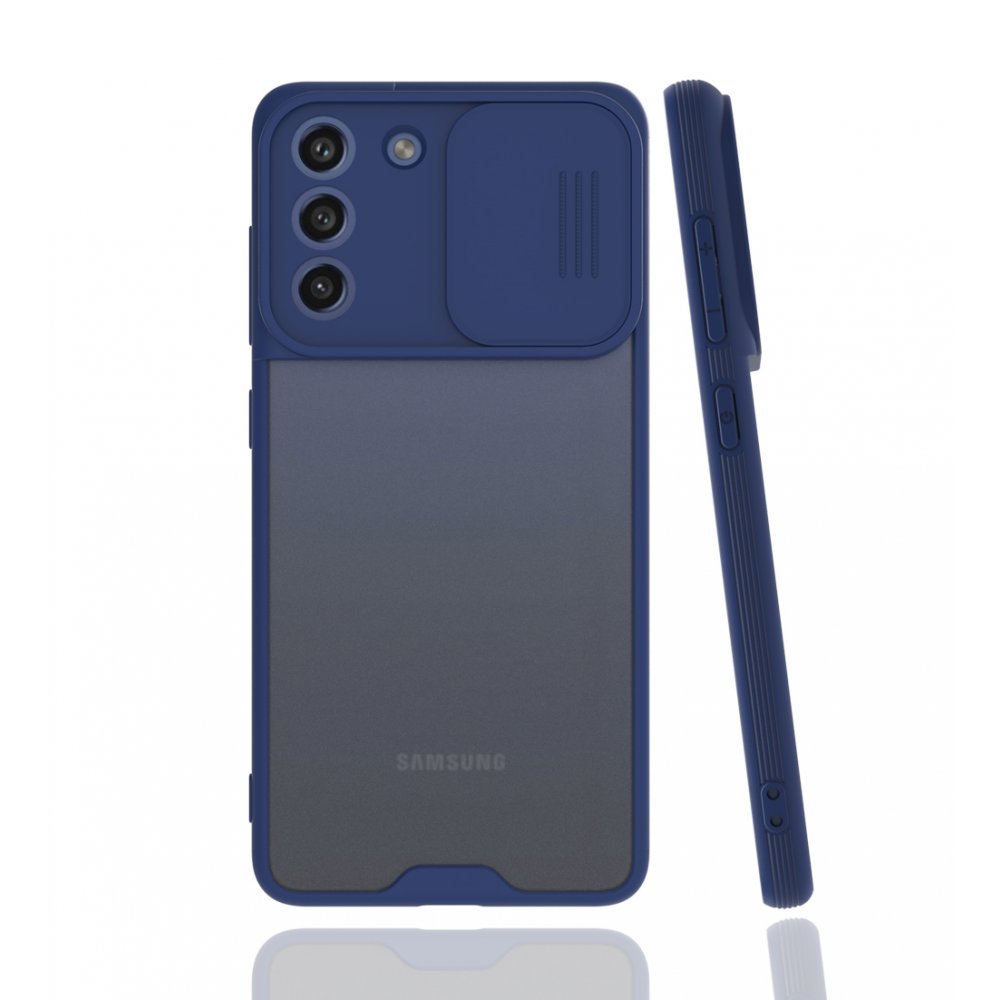 Newface Samsung Galaxy S21 FE Kılıf Platin Kamera Koruma Silikon - Lacivert