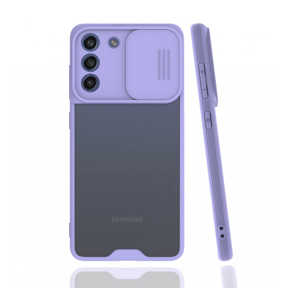 Newface Samsung Galaxy S21 FE Kılıf Platin Kamera Koruma Silikon - Lila