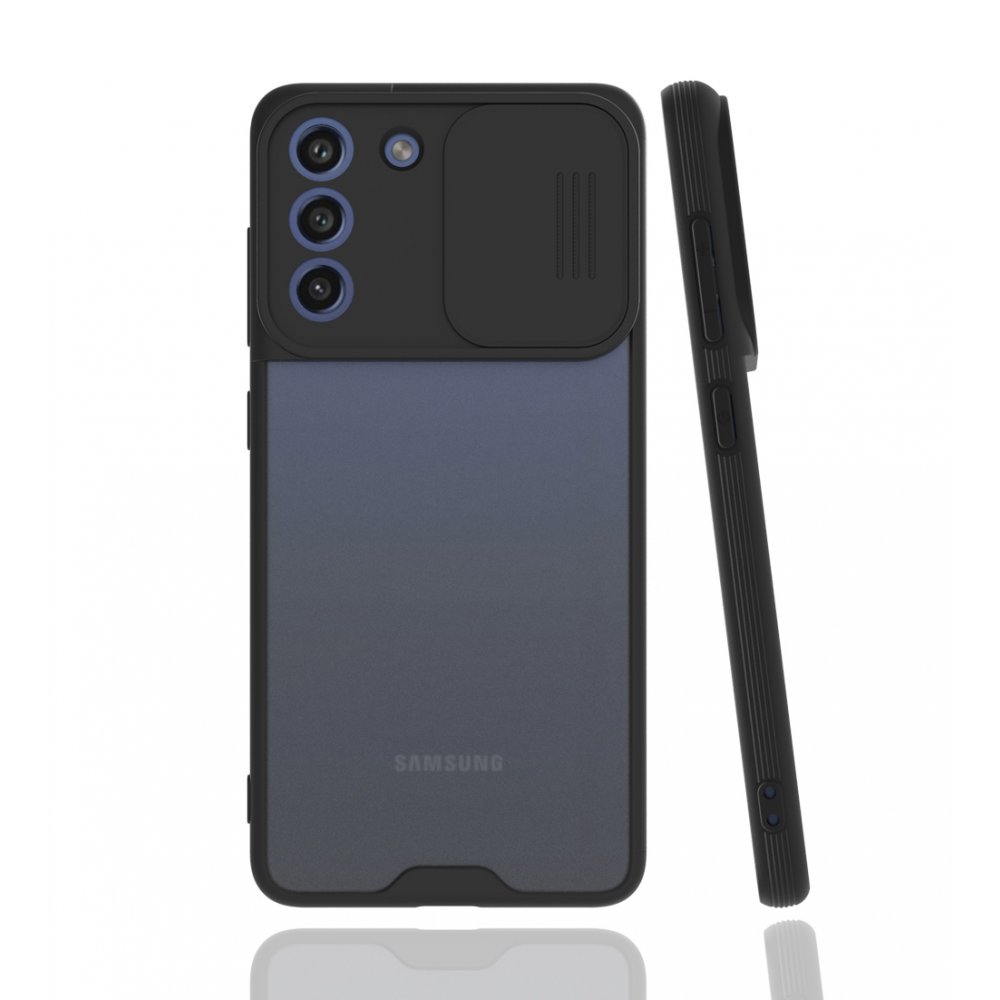 Newface Samsung Galaxy S21 FE Kılıf Platin Kamera Koruma Silikon - Siyah