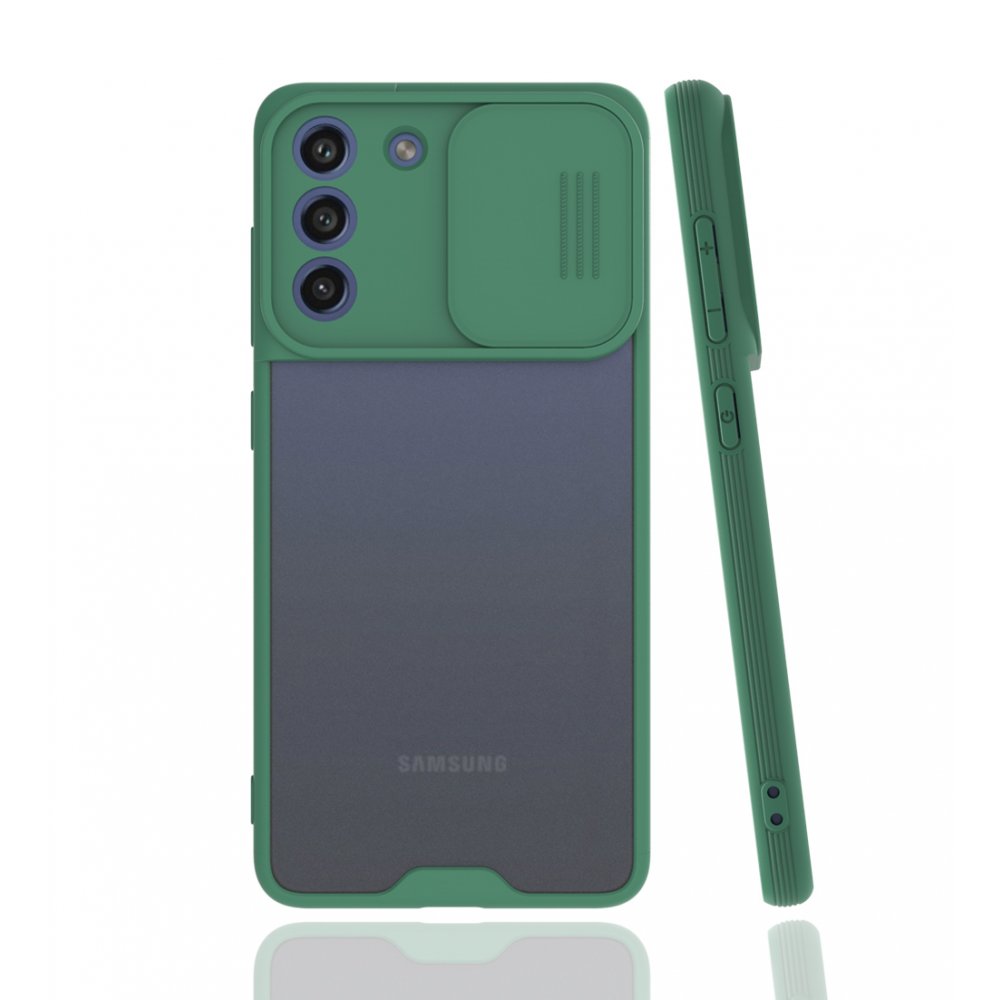 Newface Samsung Galaxy S21 FE Kılıf Platin Kamera Koruma Silikon - Yeşil