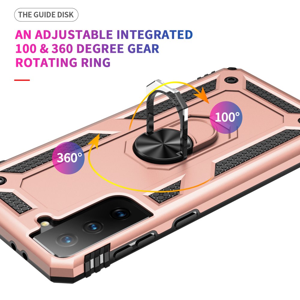 Newface Samsung Galaxy S21 FE Kılıf Sofya Yüzüklü Silikon Kapak - Rose