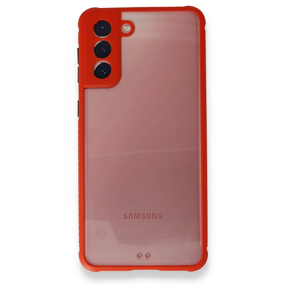 Newface Samsung Galaxy S21 Kılıf Miami Şeffaf Silikon  - Kırmızı
