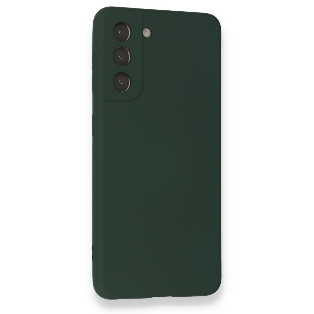 Newface Samsung Galaxy S21 Kılıf Nano içi Kadife Silikon - Koyu Yeşil