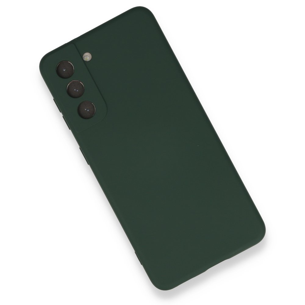 Newface Samsung Galaxy S21 Kılıf Nano içi Kadife Silikon - Koyu Yeşil