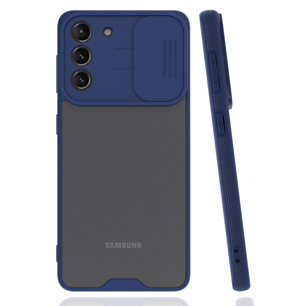 Newface Samsung Galaxy S21 Kılıf Platin Kamera Koruma Silikon - Lacivert