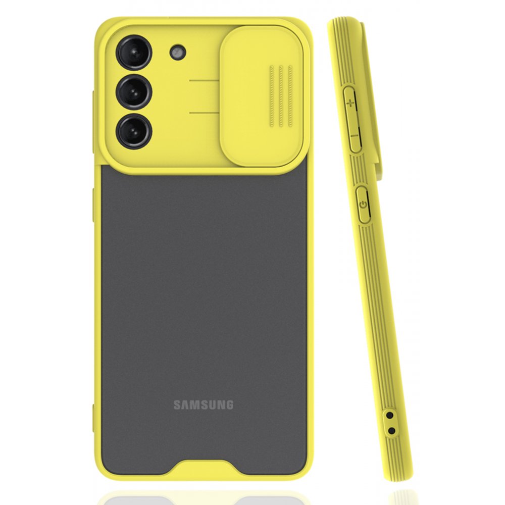Newface Samsung Galaxy S21 Kılıf Platin Kamera Koruma Silikon - Sarı