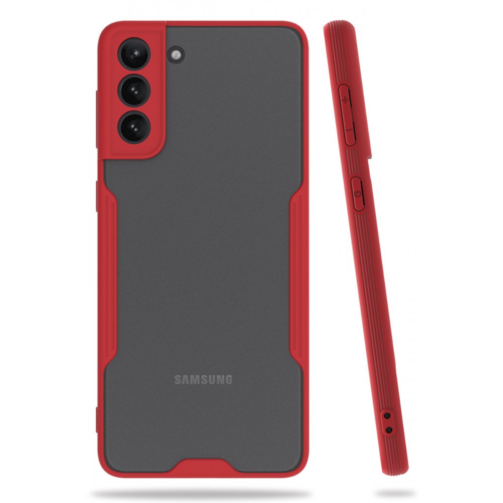 Newface Samsung Galaxy S21 Plus Kılıf Platin Silikon - Kırmızı