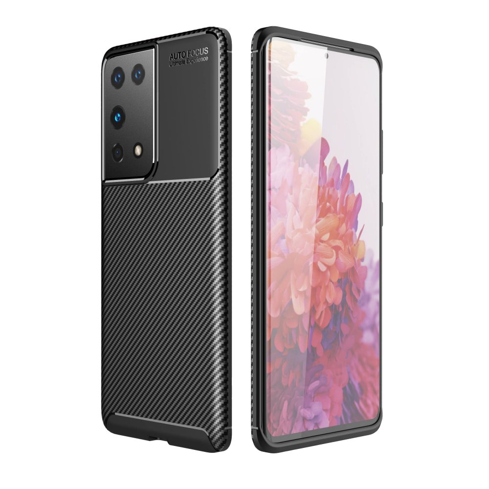 Newface Samsung Galaxy S21 Ultra Kılıf Focus Karbon Silikon - Siyah