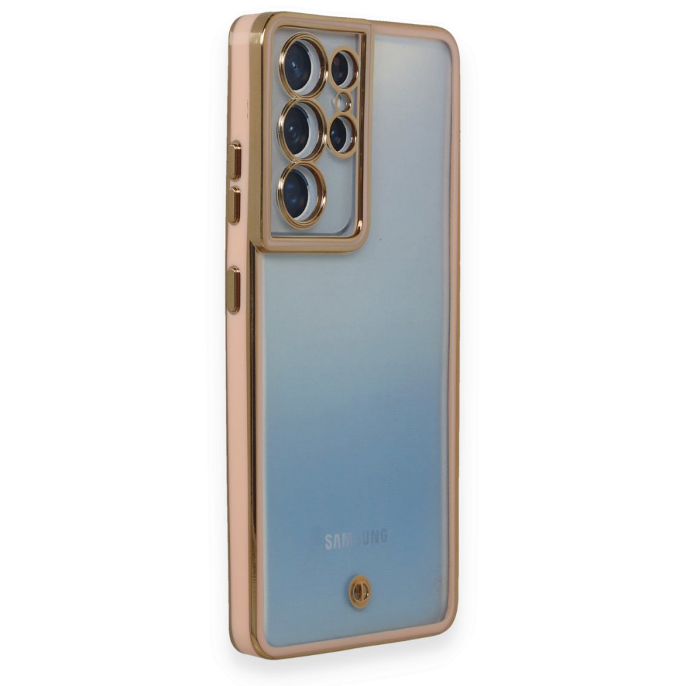 Newface Samsung Galaxy S21 Ultra Kılıf Liva Lens Silikon - Pudra