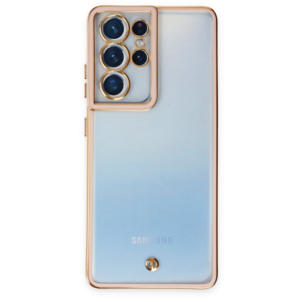 Newface Samsung Galaxy S21 Ultra Kılıf Liva Lens Silikon - Rose